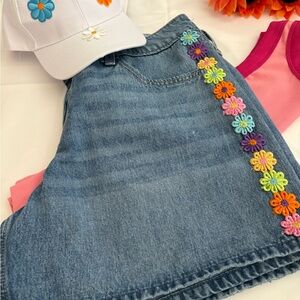 Hollister Light LR Baggy Denim Shorts W29 Actual 32 Custom Daisy Floral + Bonus